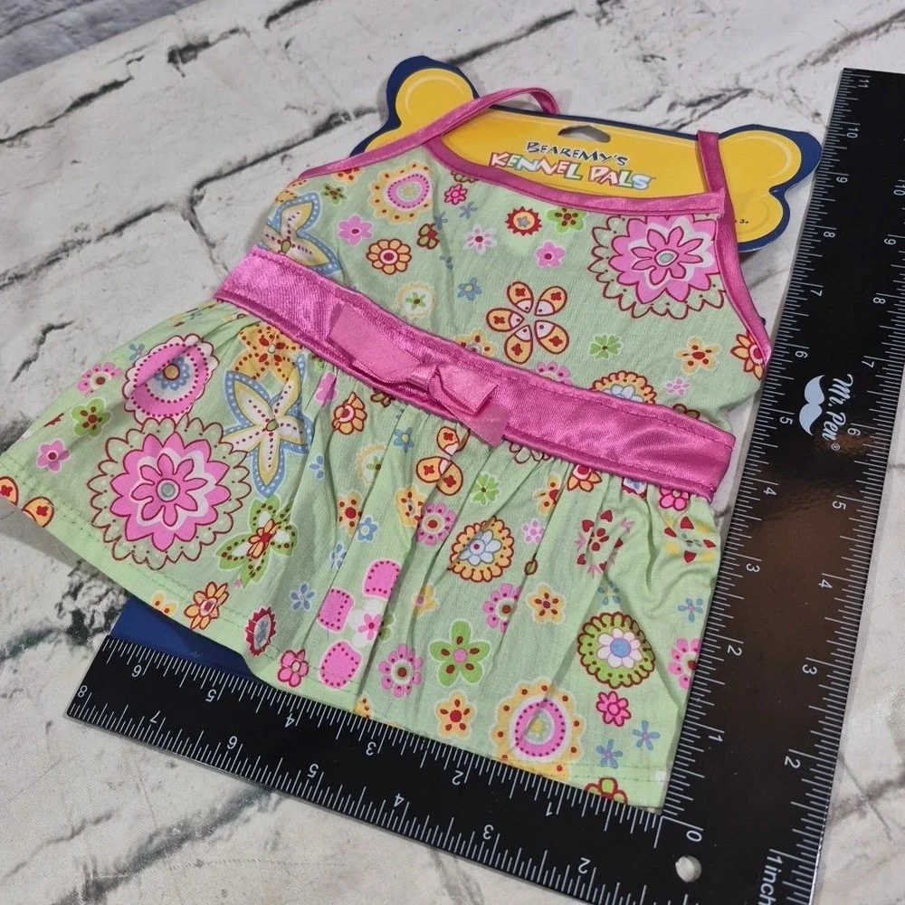 Build A Bear‎ Clothing Rare Bearemys Kennel Pals Green Floral Print Dress New